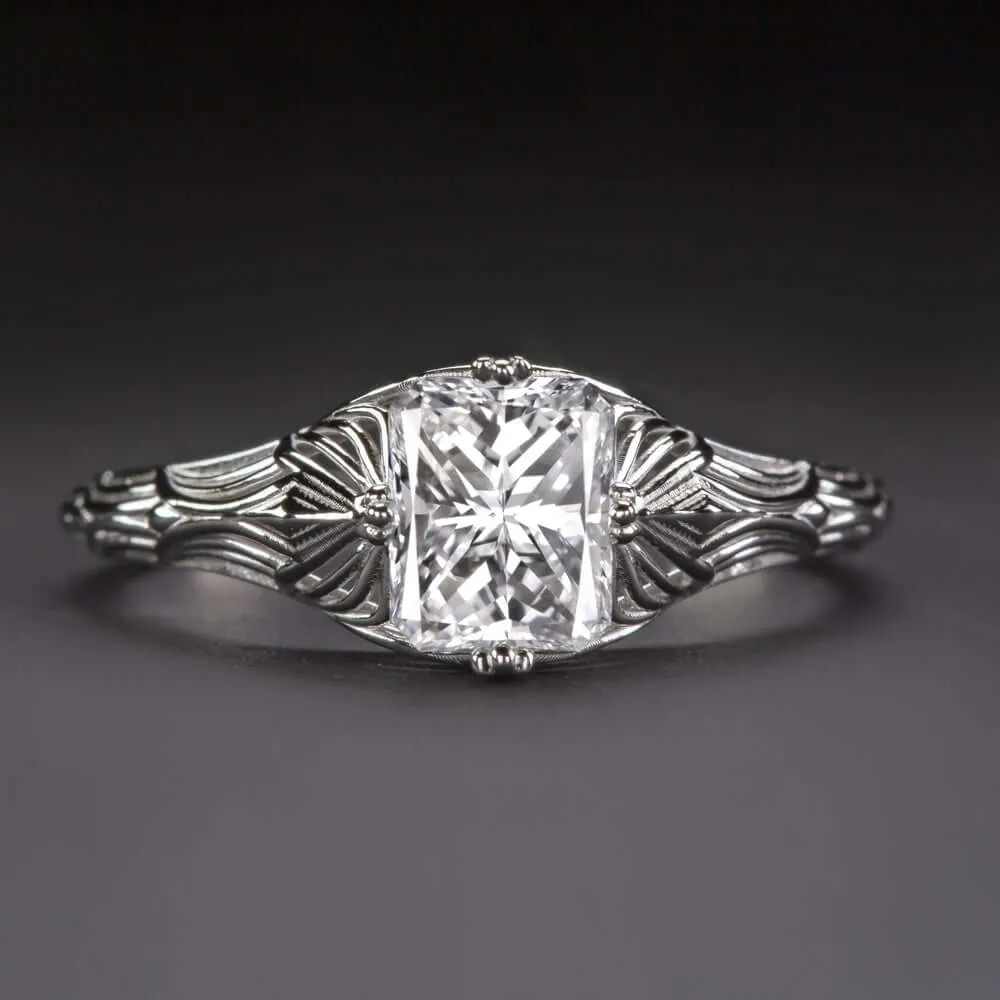 1 CARAT CERTIFIED D SI1 DIAMOND ENGAGEMENT RING VINTAGE FILIGREE SOLITAIRE 1ct