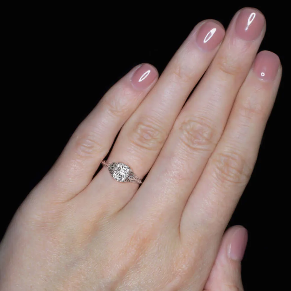 1 CARAT CERTIFIED D SI1 DIAMOND ENGAGEMENT RING VINTAGE FILIGREE SOLITAIRE 1ct