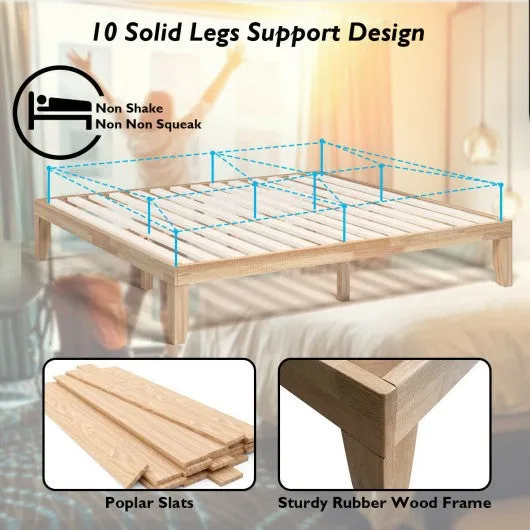 14 Inch King Size Wood Platform Bed Frame-Natural