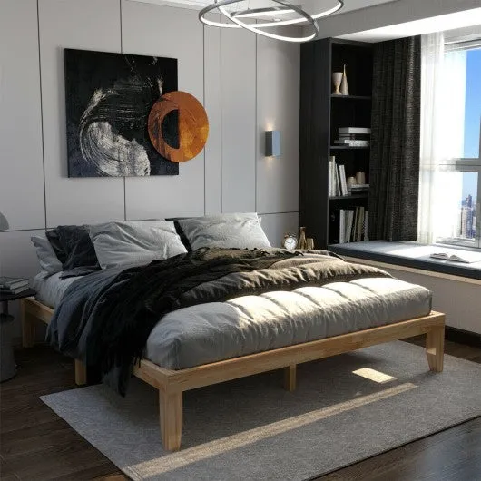 14 Inch King Size Wood Platform Bed Frame-Natural