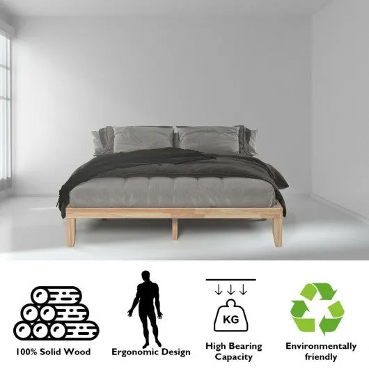 14 Inch King Size Wood Platform Bed Frame-Natural