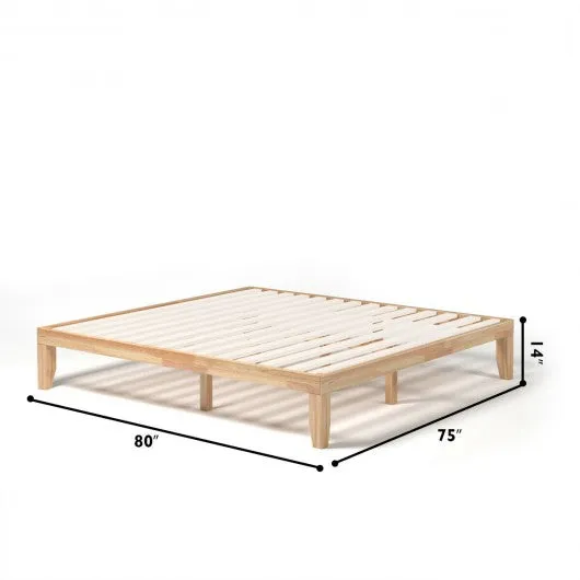 14 Inch King Size Wood Platform Bed Frame-Natural