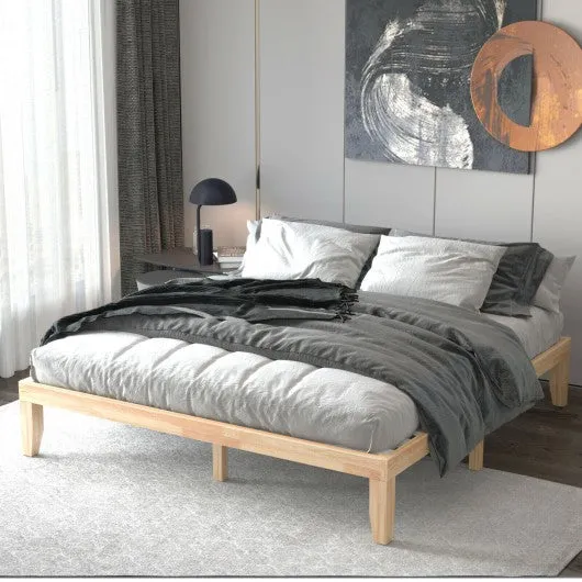 14 Inch King Size Wood Platform Bed Frame-Natural