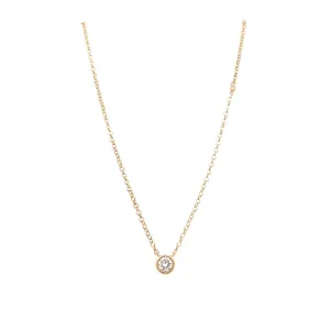 14K Yellow Gold 0.32ctw Round Diamond Solitaire Necklace