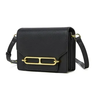 18CM genuine leather flight attendant pig nose shoulder crossbody small square bag 2911 black