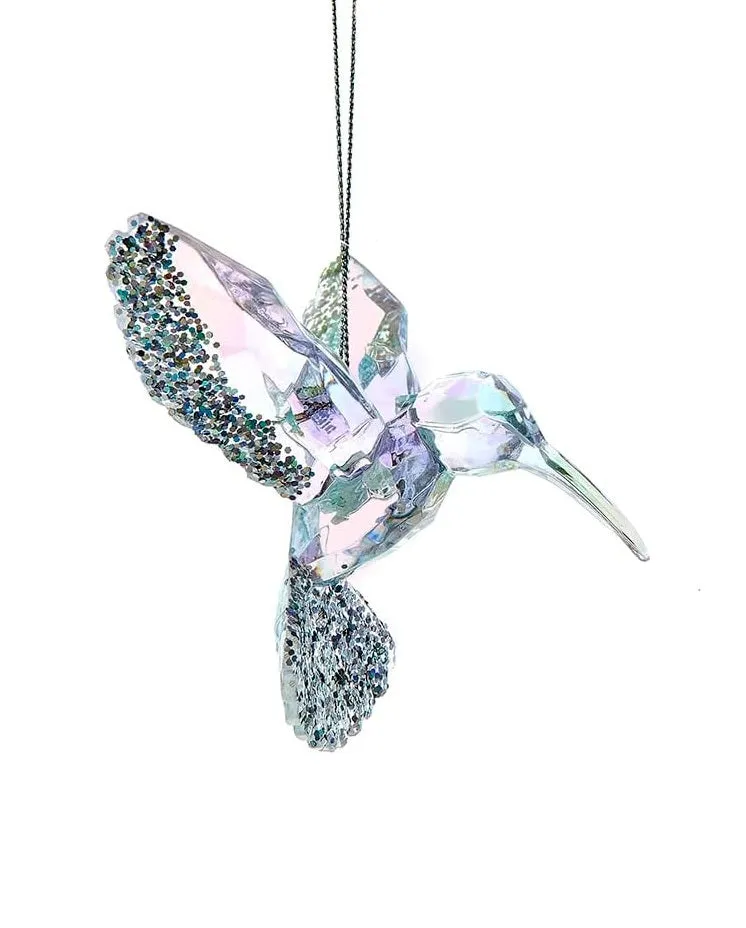 3.75" Opalescent Glittered Bird Ornament