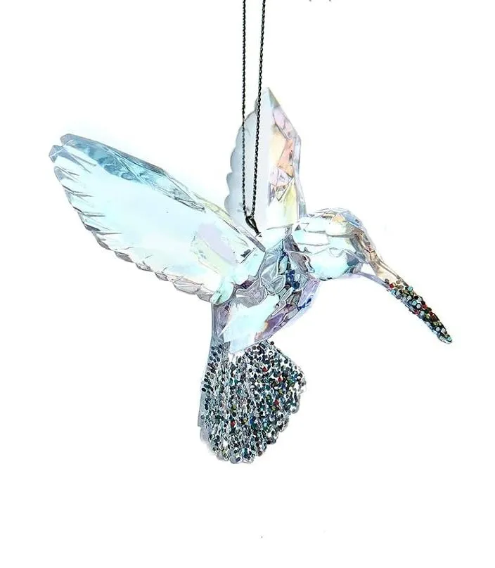 3.75" Opalescent Glittered Bird Ornament