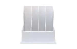 4-Compartment Wood Freestanding White Desk File Organizer