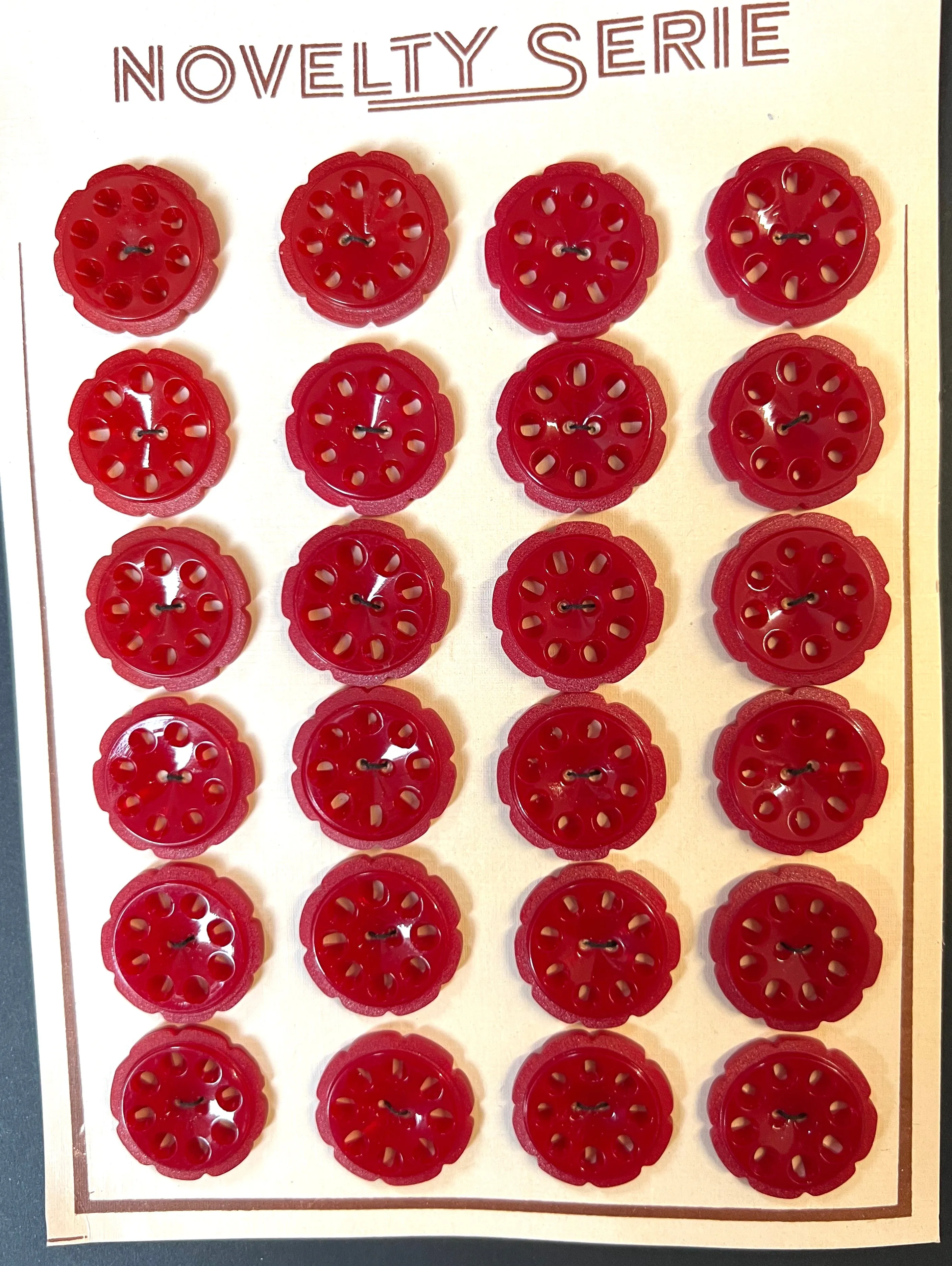 6 or 24 Scarlet 2.2cm Vintage French  Buttons