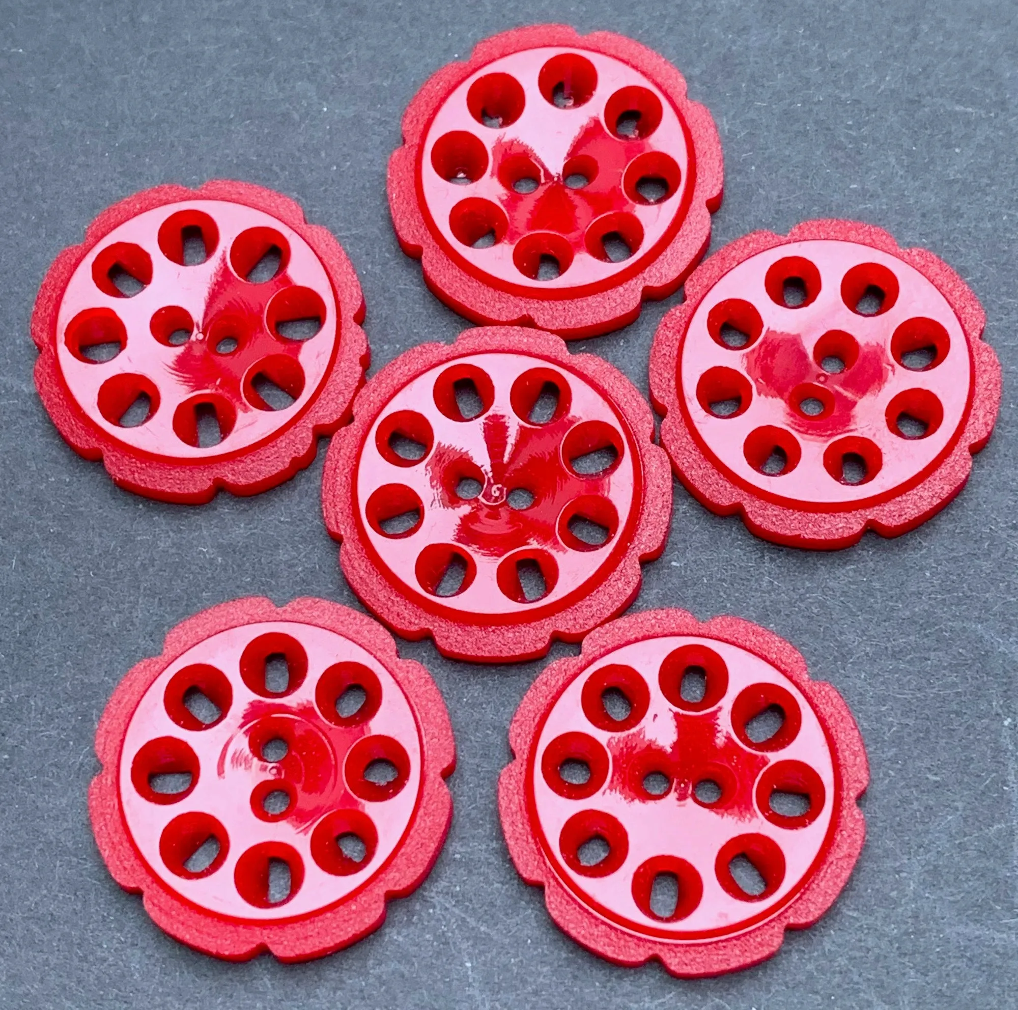 6 or 24 Scarlet 2.2cm Vintage French  Buttons