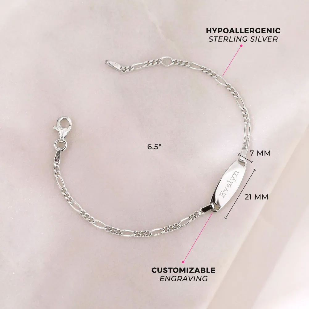 6" - 6.5" Oval Classic Engravable Kids / Children's / Girls Bracelet - Sterling Silver