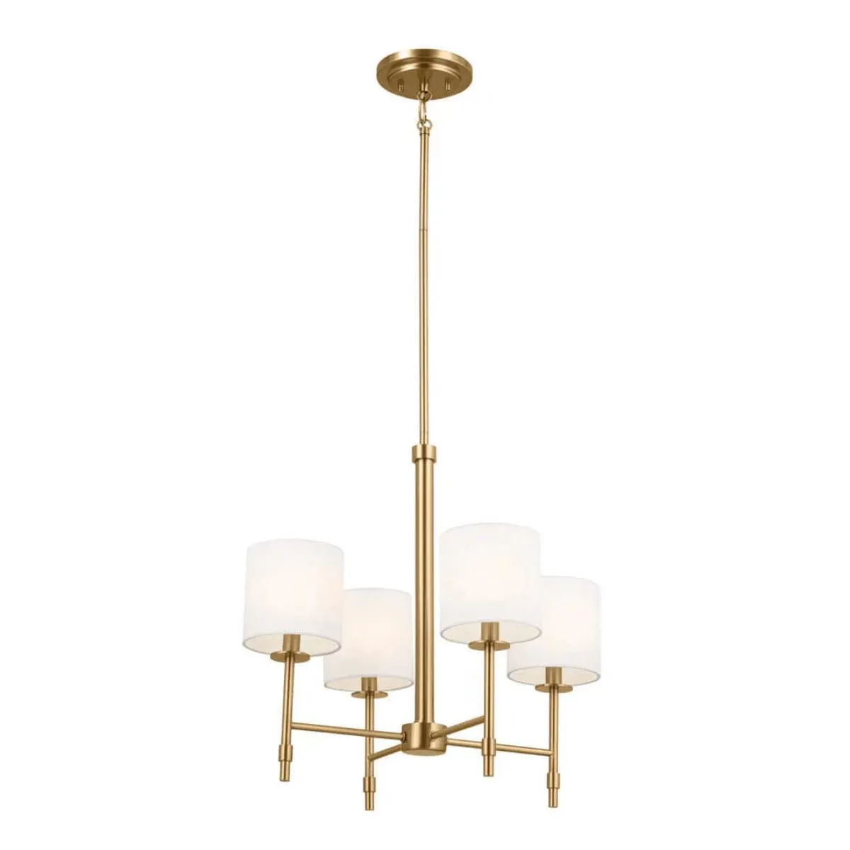 Ali 20" 4-Light Chandelier with Fabric Drum Shade, Brushed Natural Brass Finish