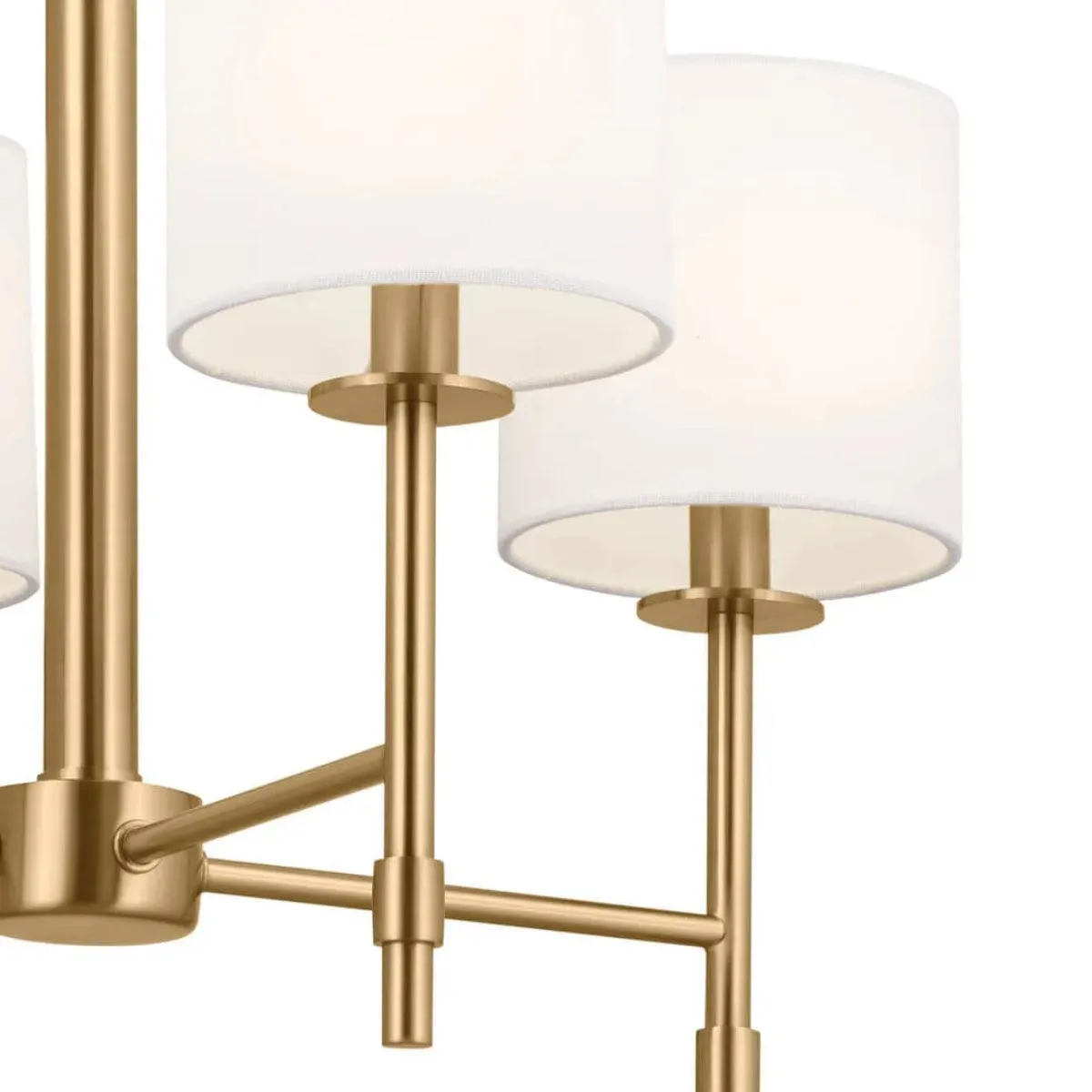 Ali 20" 4-Light Chandelier with Fabric Drum Shade, Brushed Natural Brass Finish