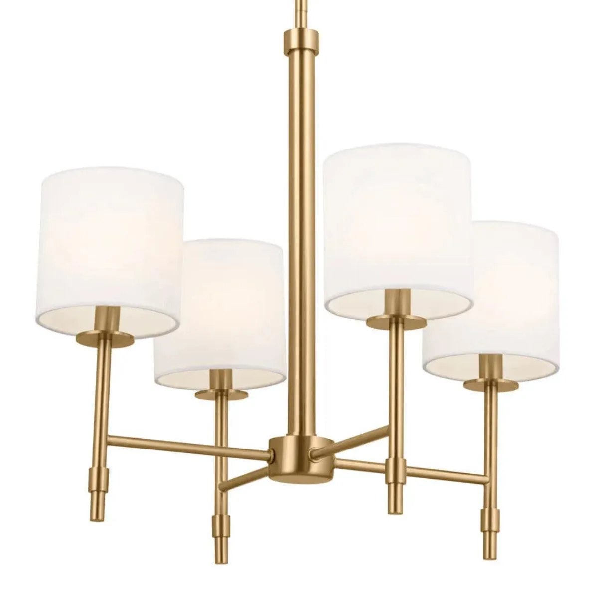 Ali 20" 4-Light Chandelier with Fabric Drum Shade, Brushed Natural Brass Finish