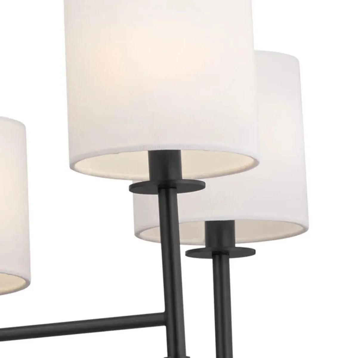 Ali 39" 8-Light Chandelier with Fabric Drum Shade, Black Finish