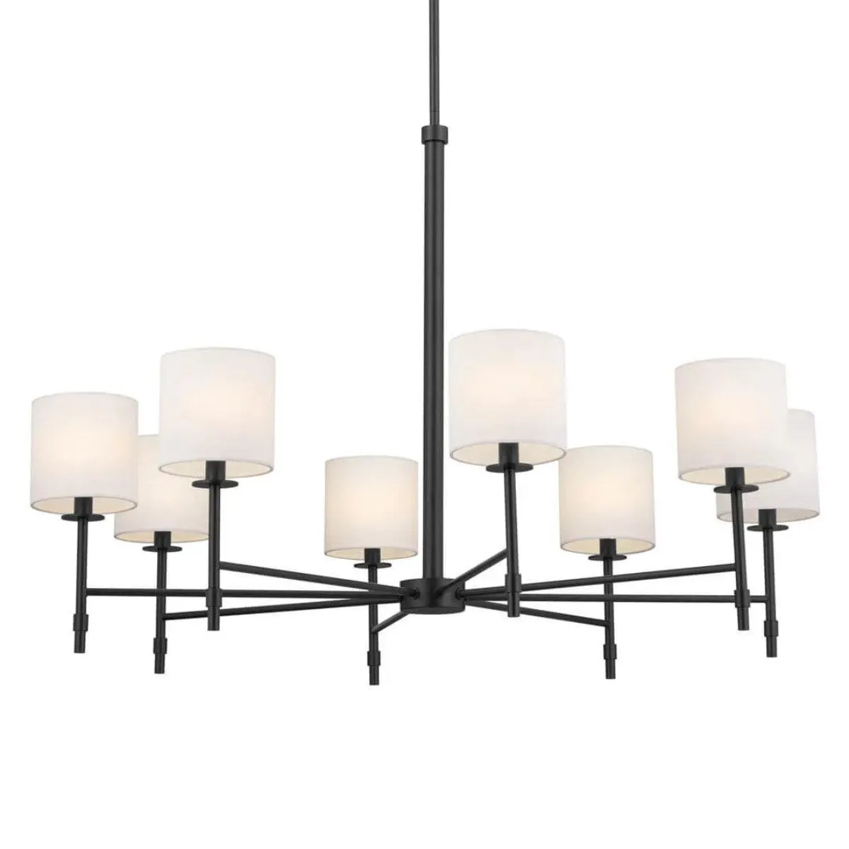 Ali 39" 8-Light Chandelier with Fabric Drum Shade, Black Finish