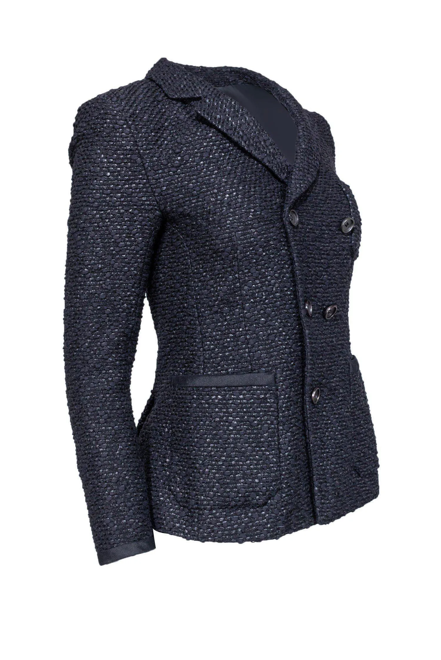 Balenciaga - Black Tweed Double Breasted Blazer Sz 6