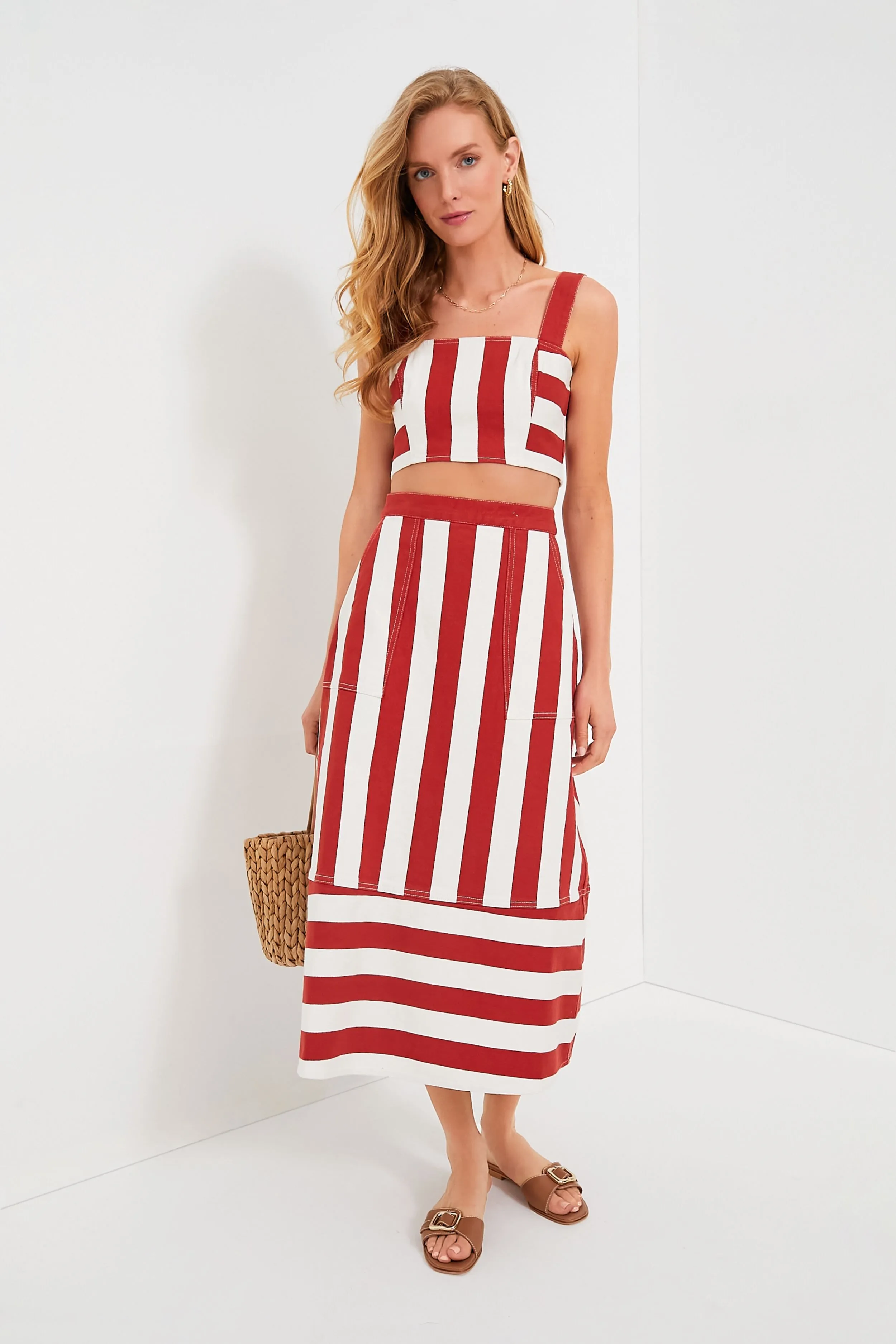 Brick Cabana Stripe Nadine Skirt