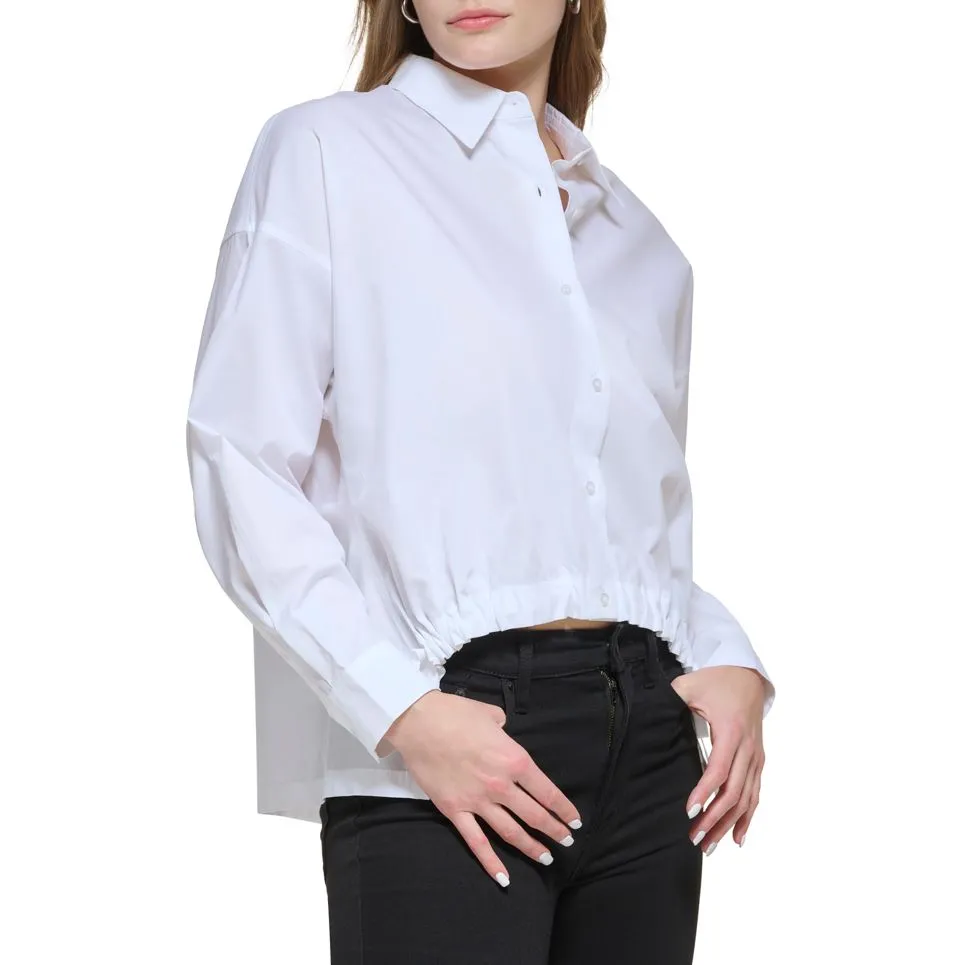 Calvin Klein Womens Poplin Long Sleeve Button Down Blouse
