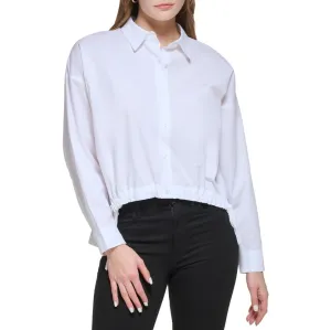 Calvin Klein Womens Poplin Long Sleeve Button Down Blouse