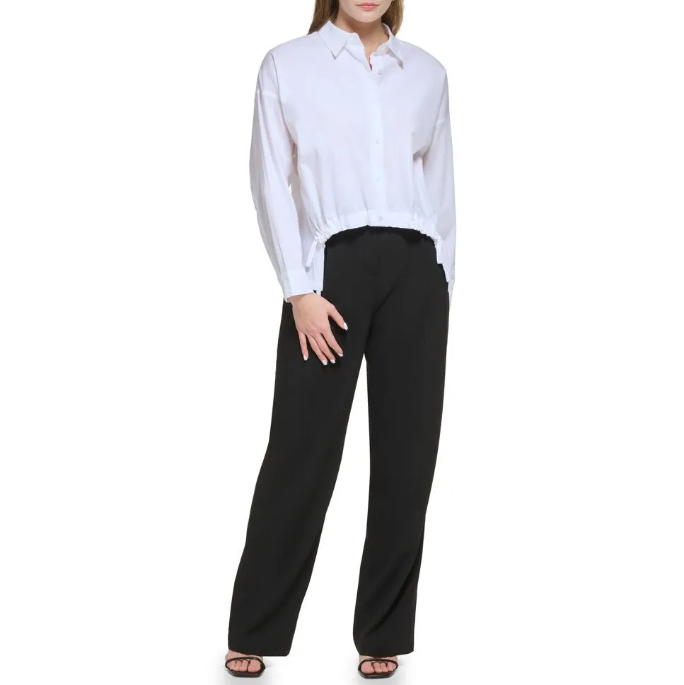 Calvin Klein Womens Poplin Long Sleeve Button Down Blouse