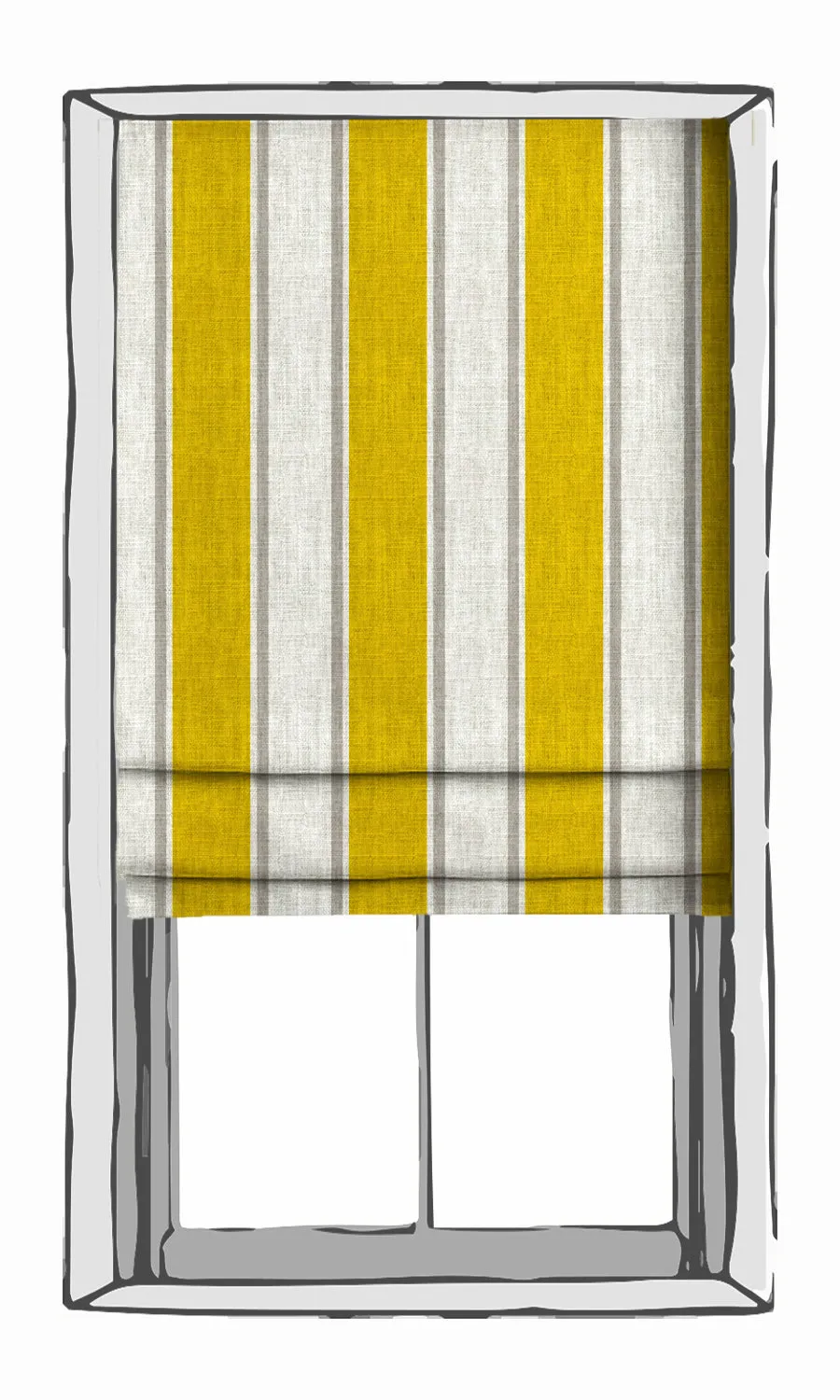 'Confetti Party' Striped Print Roman Blinds (Linen White/ Yellow)