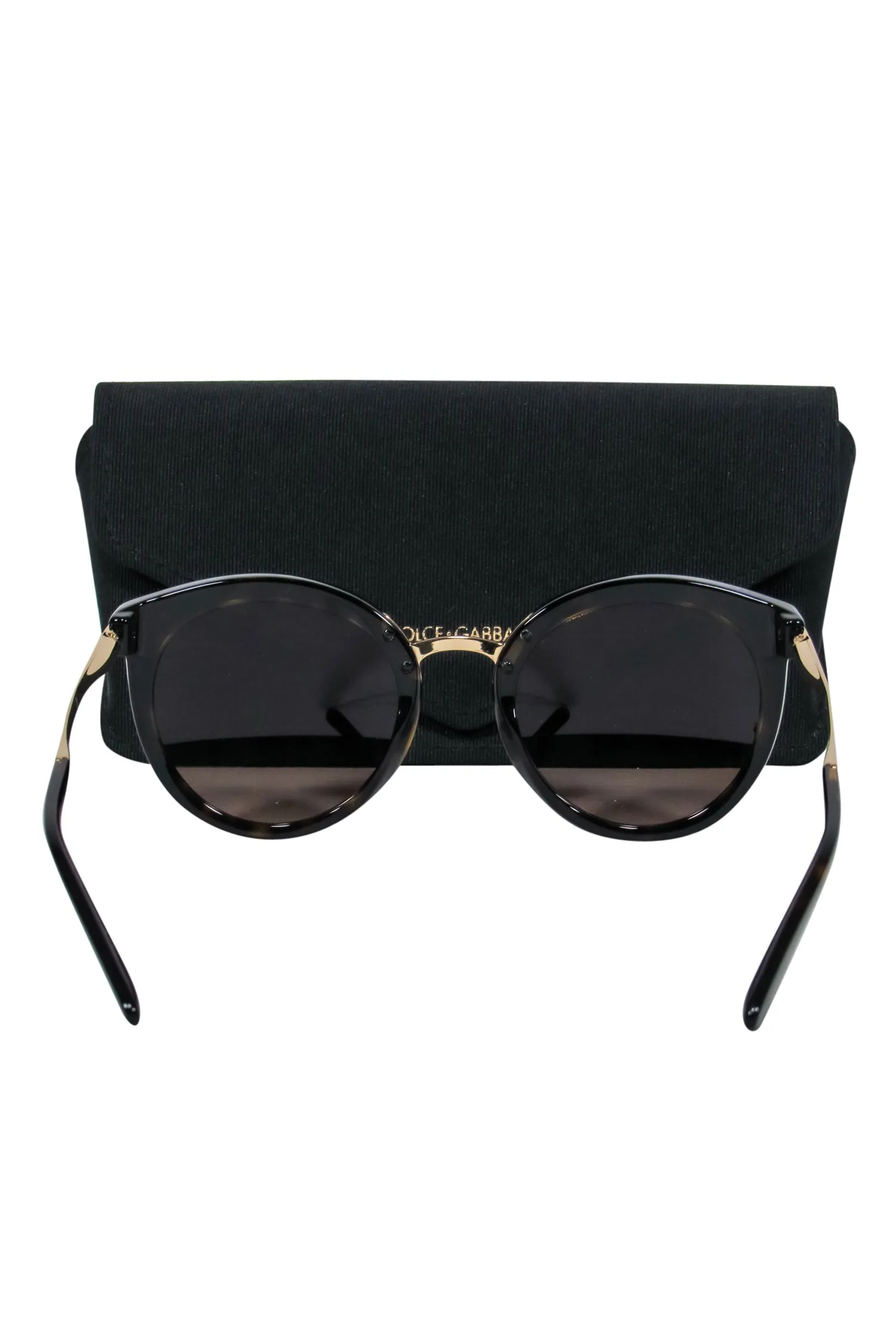 Dolce & Gabbana - Brown Tortoise Shell Round Sunglasses w/ Gold Trim