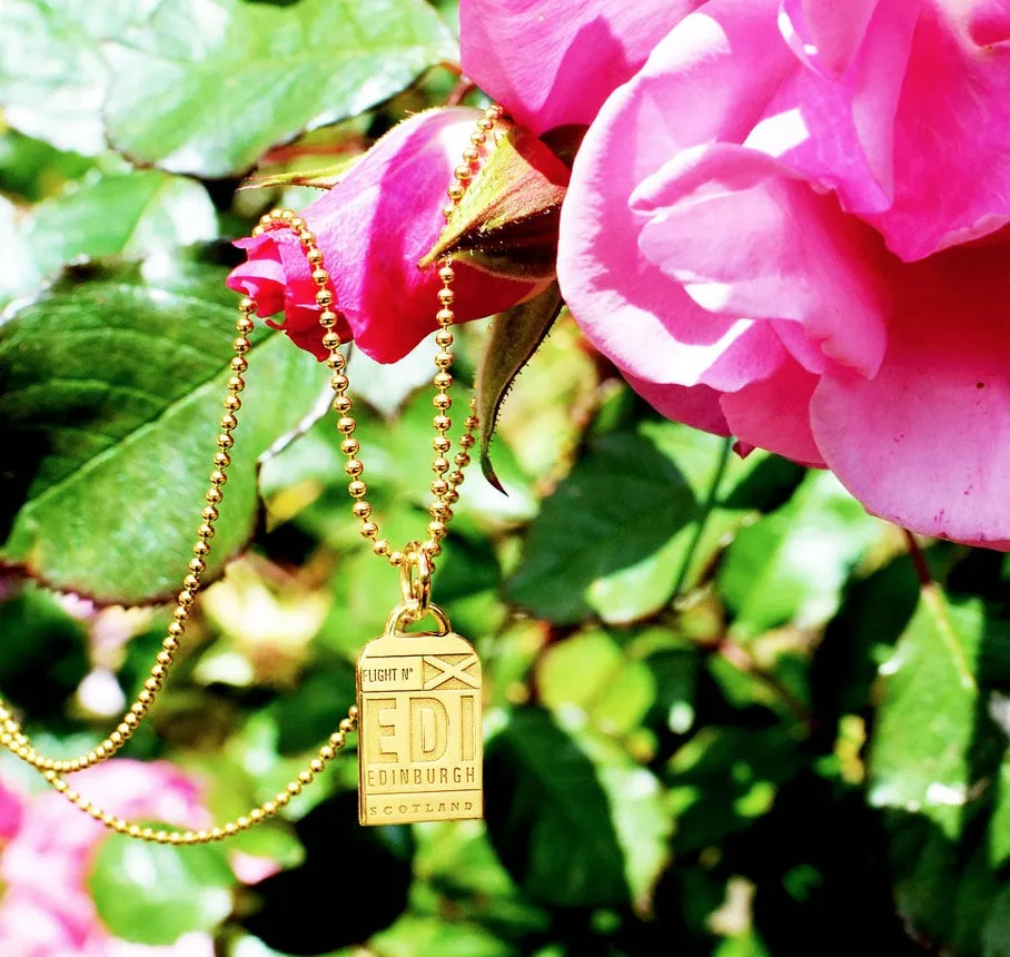 Edinburgh Scotland EDI Luggage Tag Charm Gold