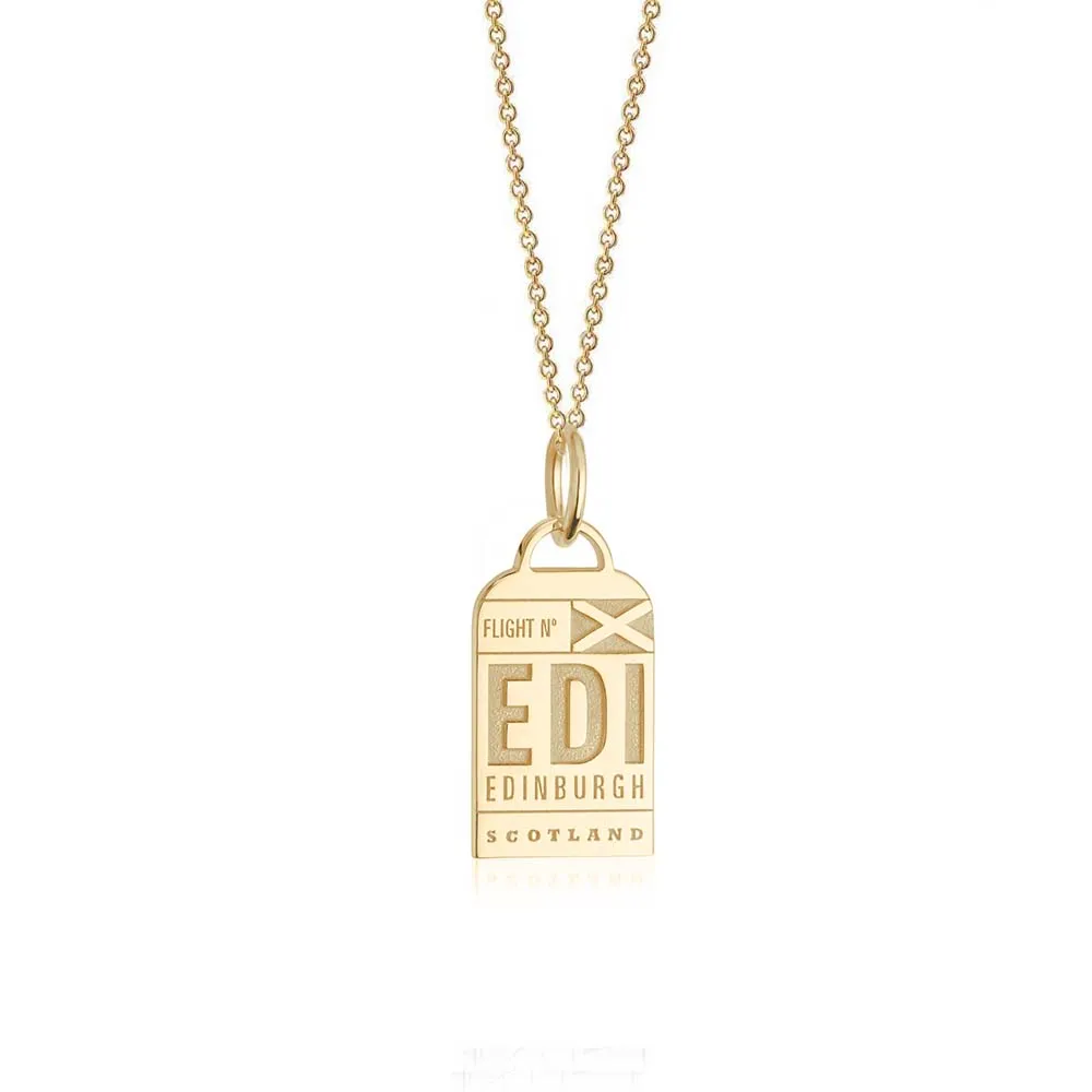 Edinburgh Scotland EDI Luggage Tag Charm Gold
