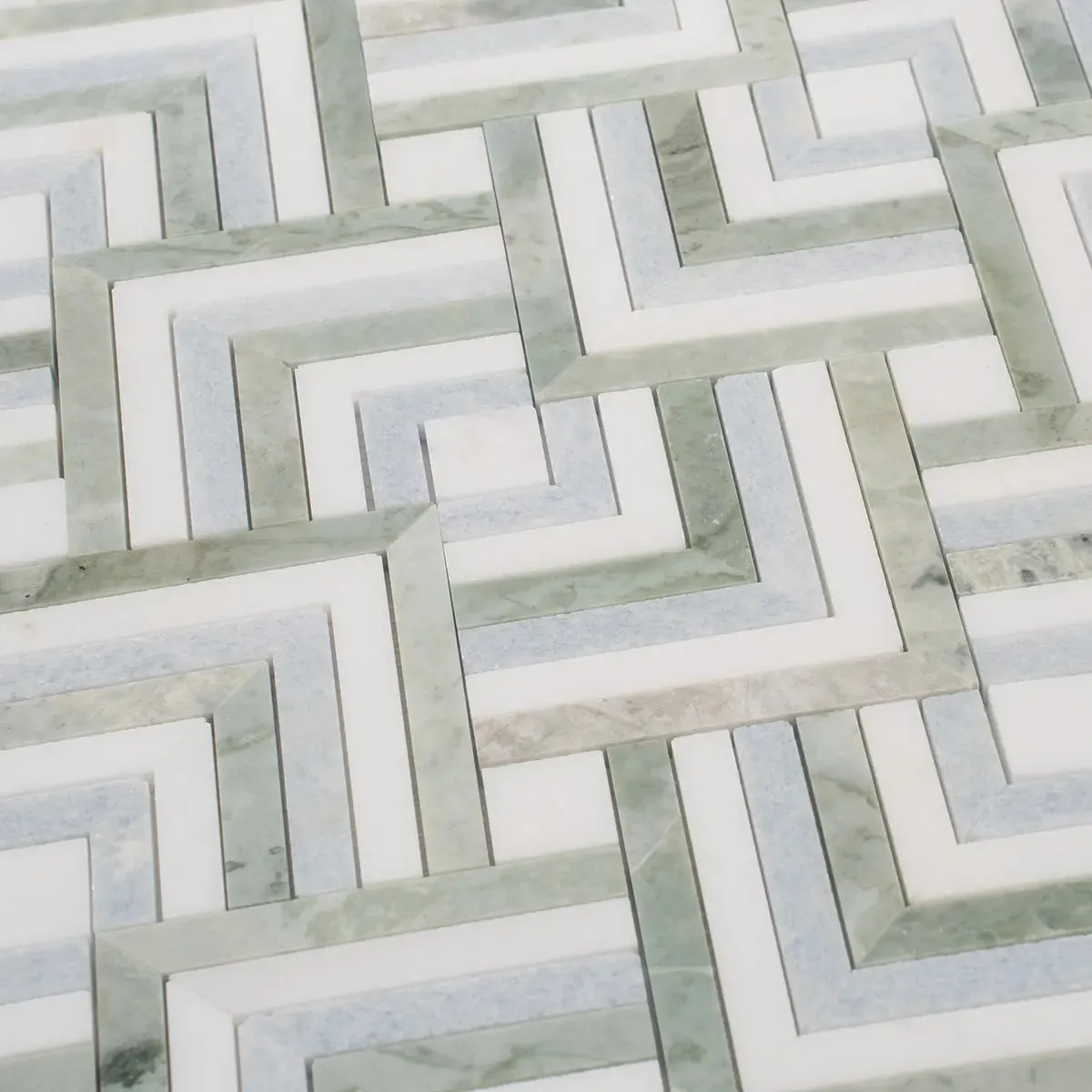 Envy Green and Blue Marble Square Weave Mosaic Tile