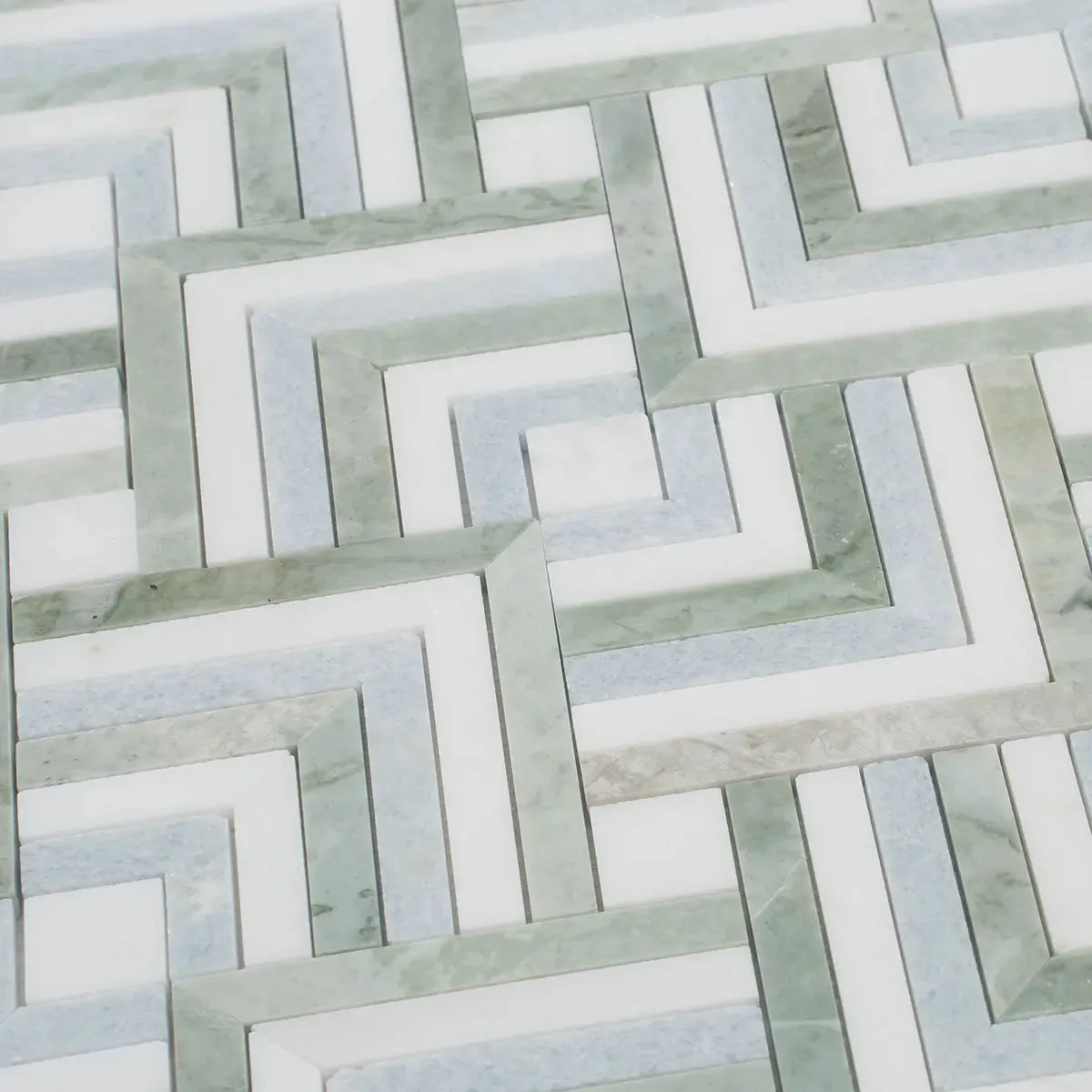 Envy Green and Blue Marble Square Weave Mosaic Tile