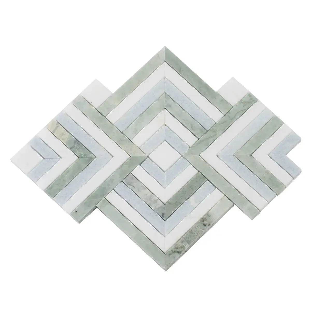 Envy Green and Blue Marble Square Weave Mosaic Tile