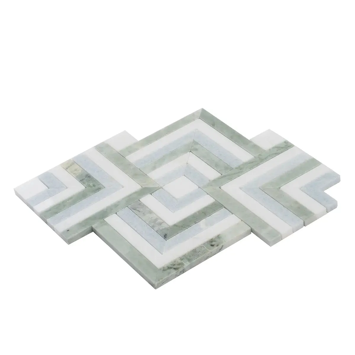 Envy Green and Blue Marble Square Weave Mosaic Tile