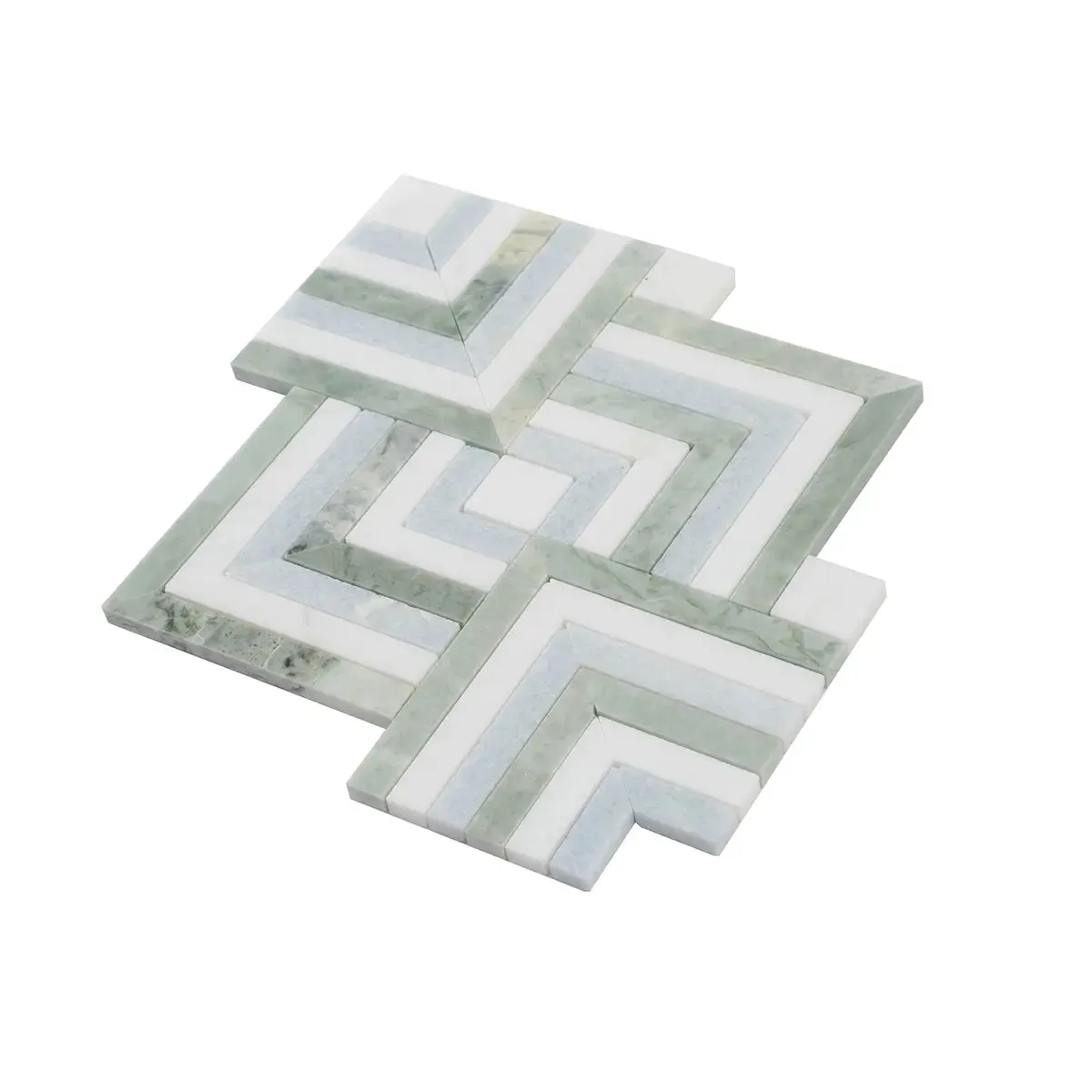 Envy Green and Blue Marble Square Weave Mosaic Tile