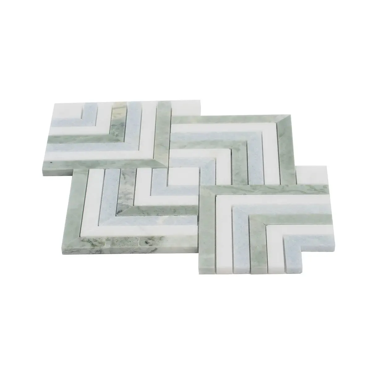 Envy Green and Blue Marble Square Weave Mosaic Tile