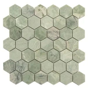 Envy Green Marble Hexagon Mosaic Tile Sample