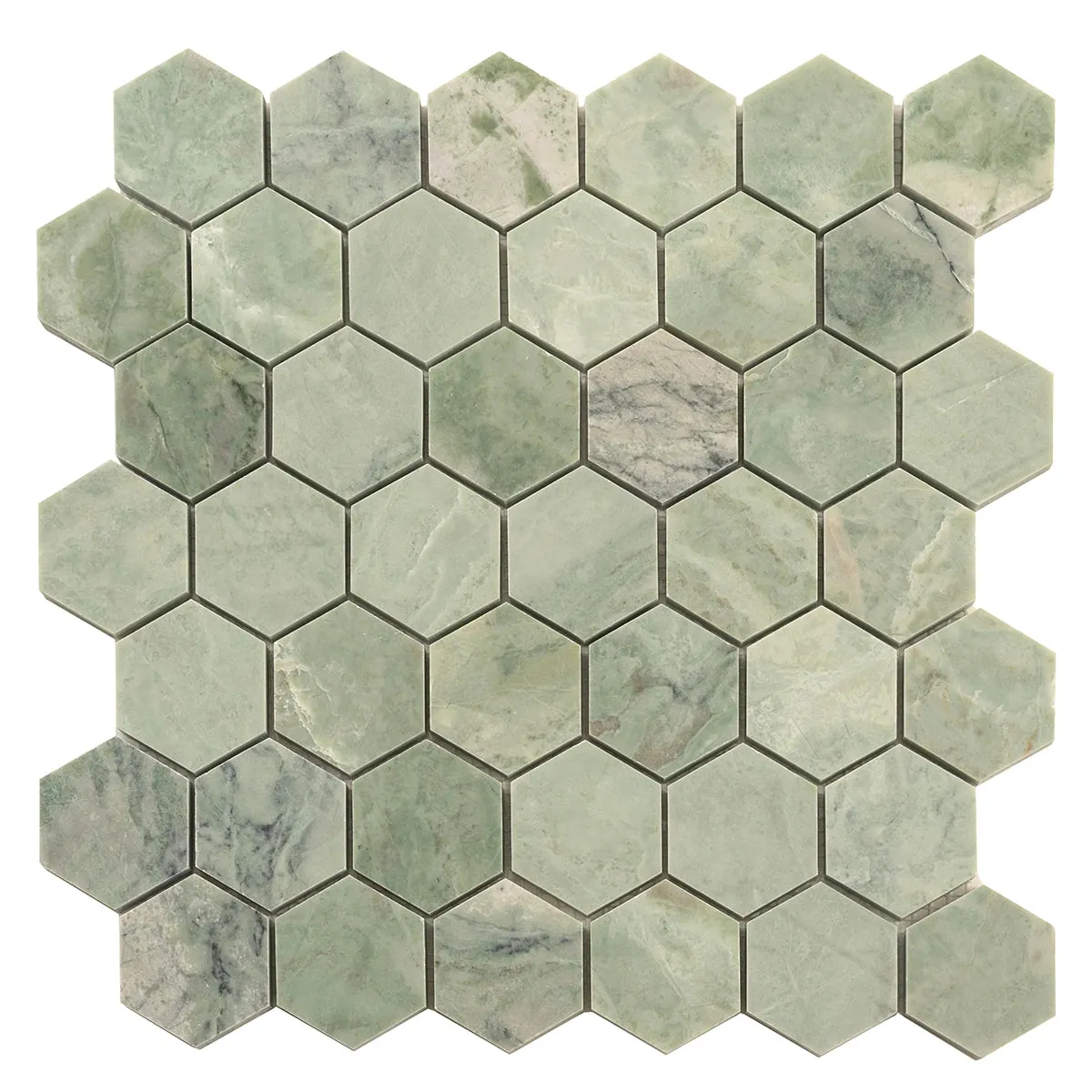 Envy Green Marble Hexagon Mosaic Tile Sample