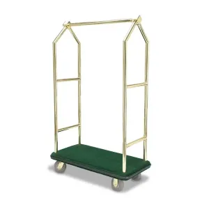 Forbes Industries 2443 43.5" Deluxe Luggage Cart, Solid Brass Superstructure, Gray Wheels in Brass Plated Forks