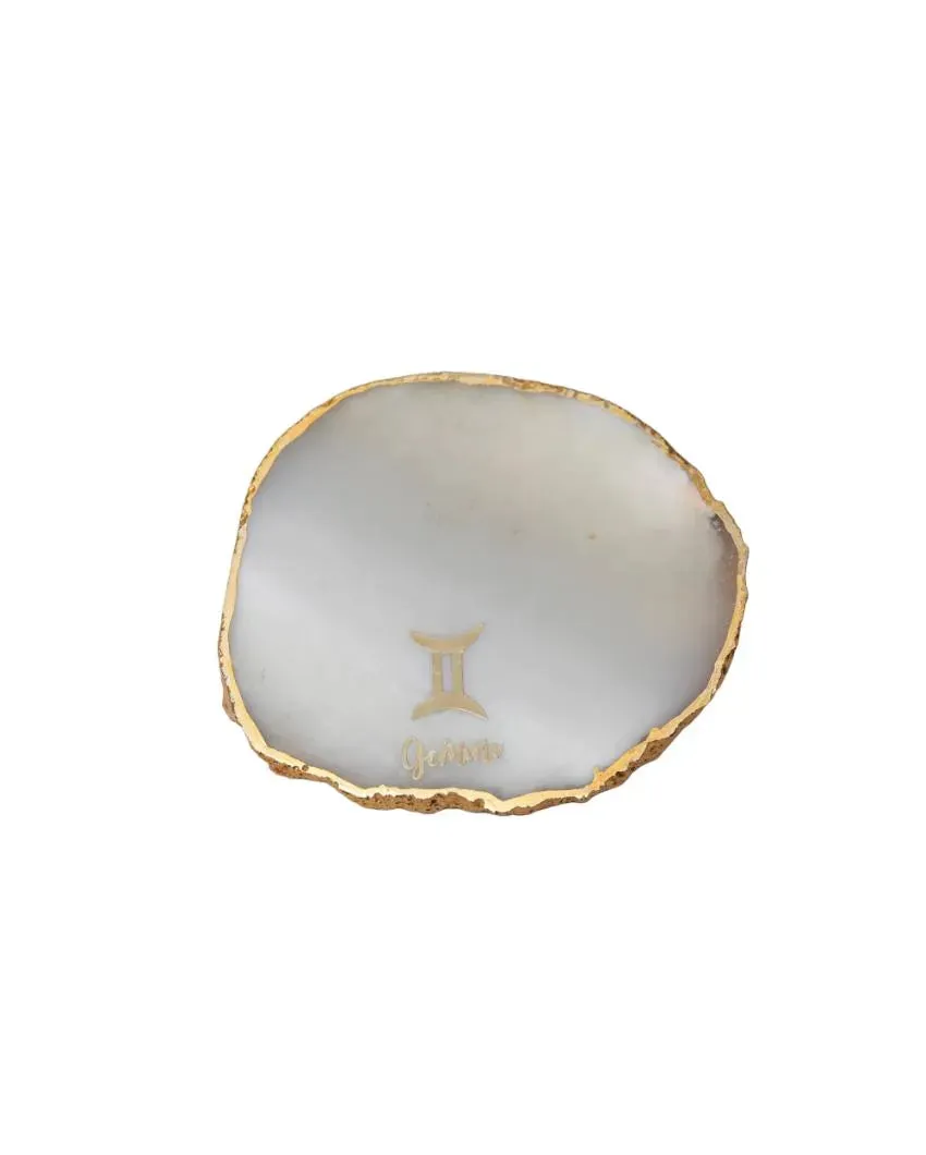 Gemini Agate Zodiac Sign Table Coaster | 4 inches