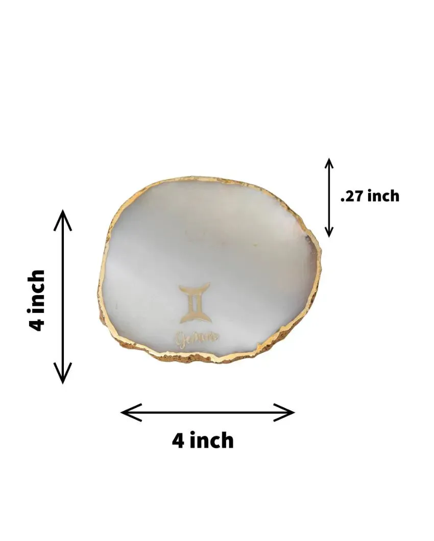 Gemini Agate Zodiac Sign Table Coaster | 4 inches