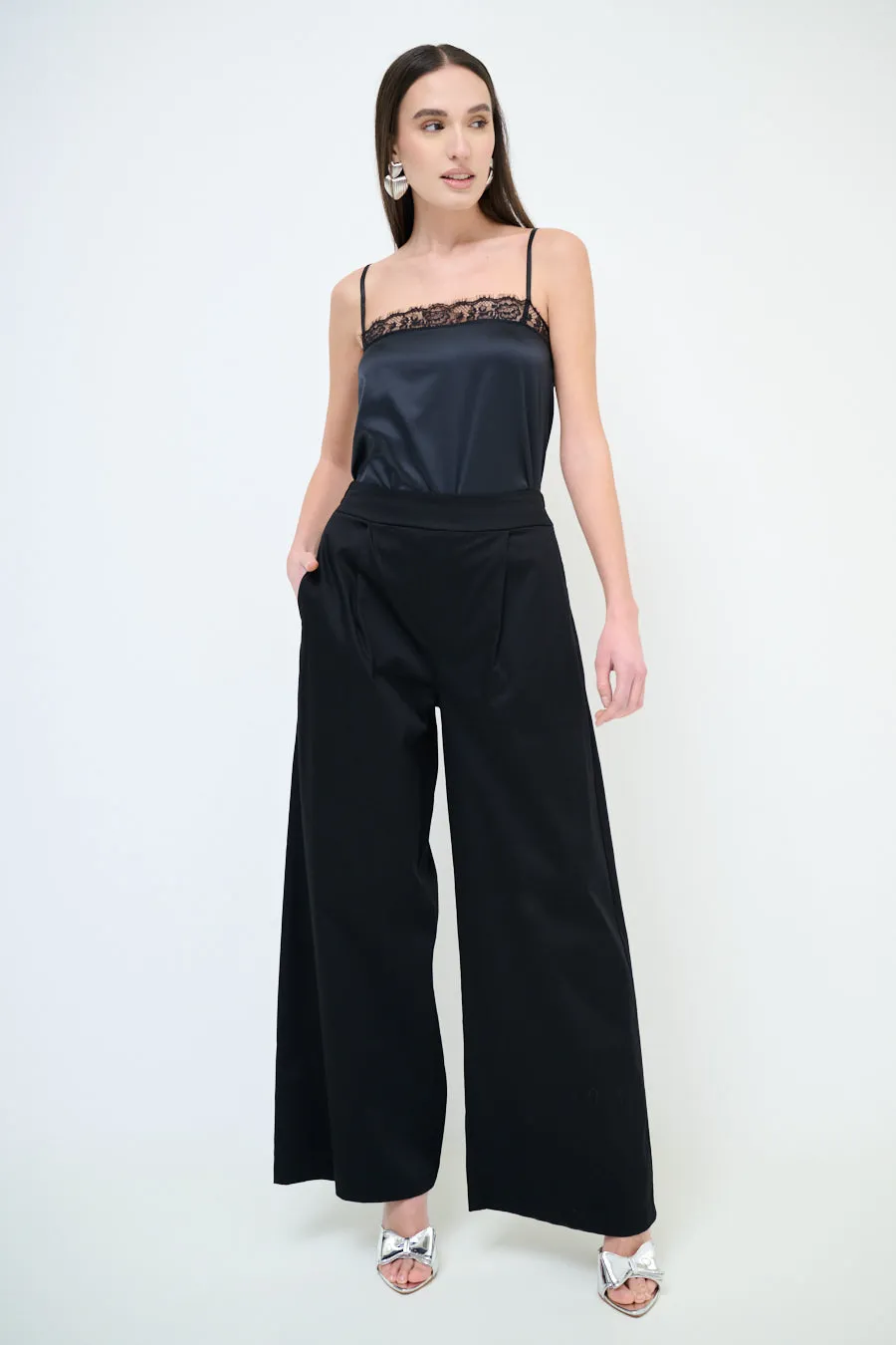High-waisted wide leg pleated trousers wholesale