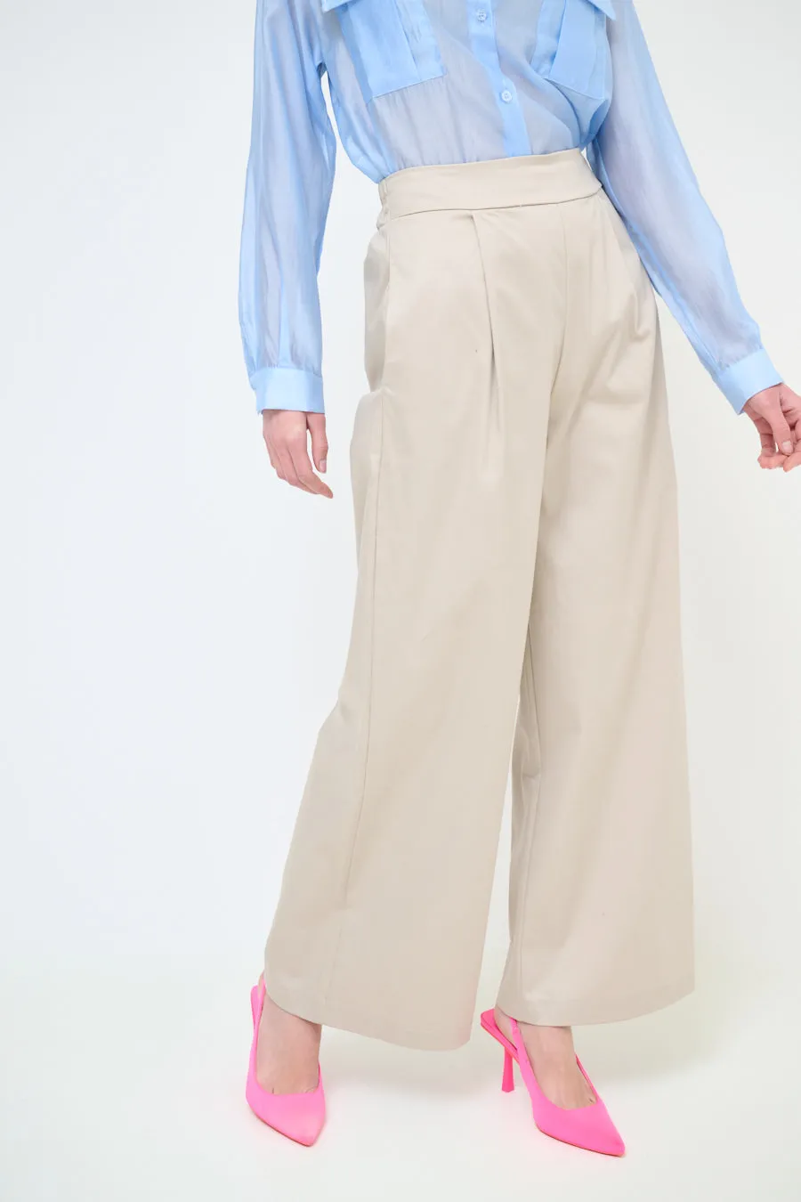 High-waisted wide leg pleated trousers wholesale