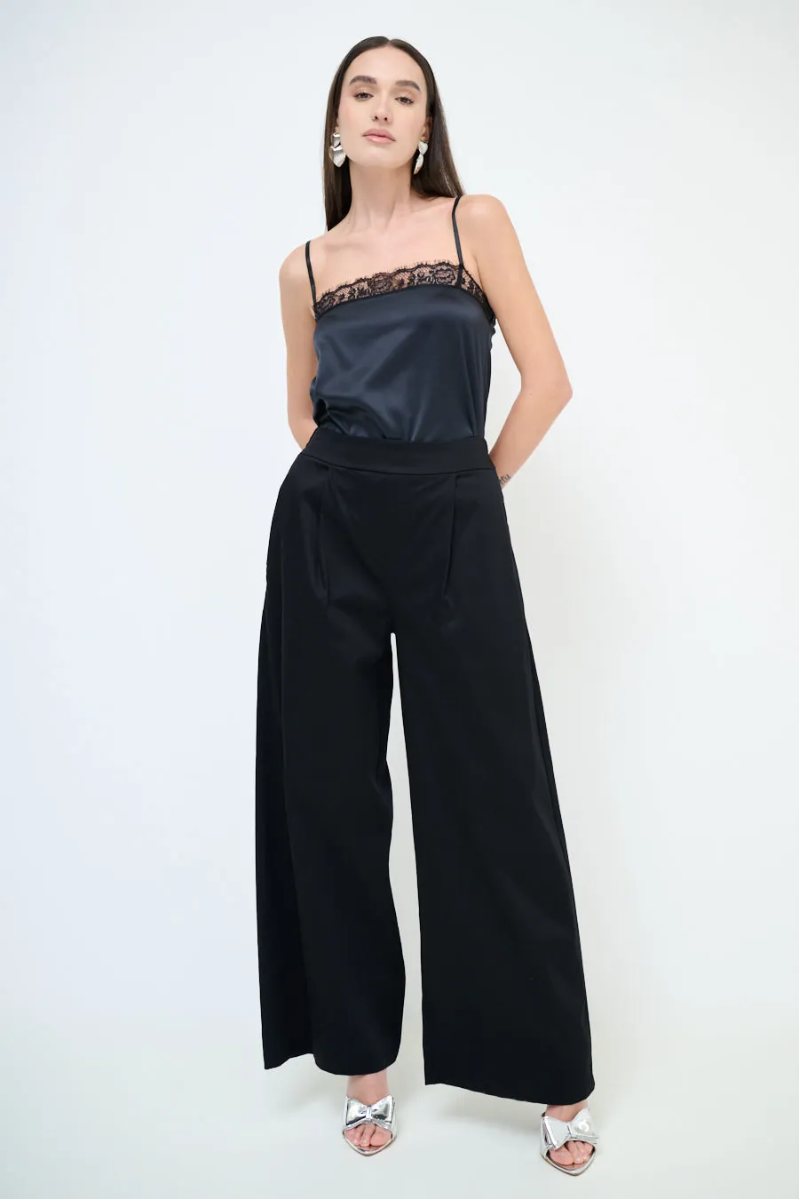 High-waisted wide leg pleated trousers wholesale
