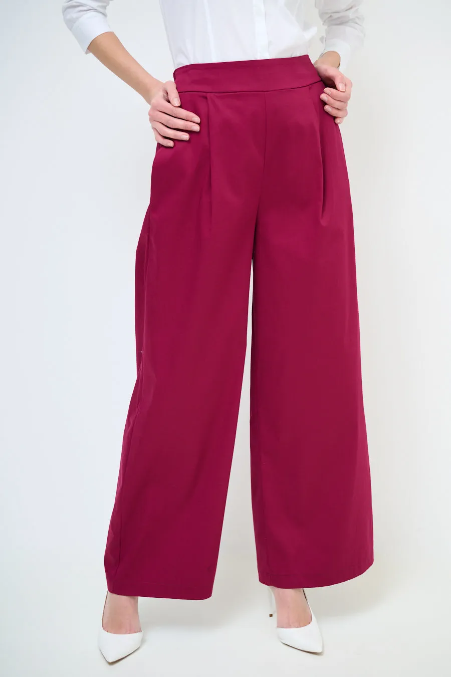 High-waisted wide leg pleated trousers wholesale