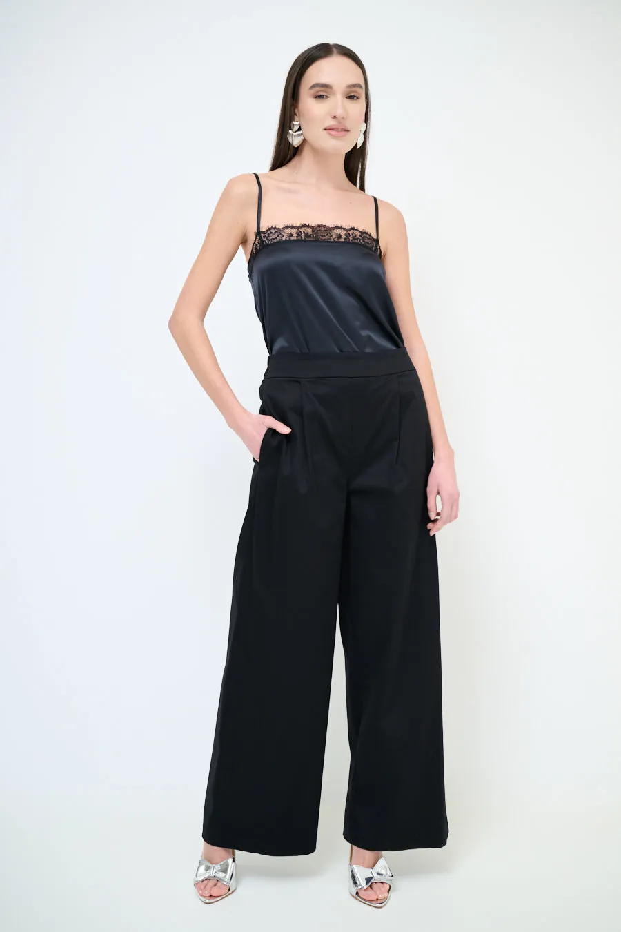High-waisted wide leg pleated trousers wholesale