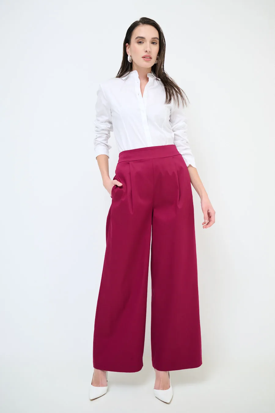 High-waisted wide leg pleated trousers wholesale