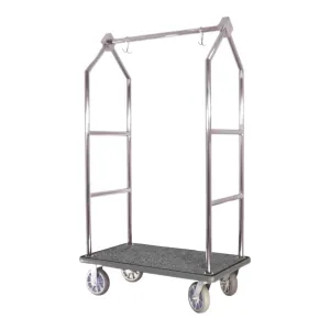 Hospitality 1 Source BCF105SS Contemporary Bellman's Cart — Stainless Steel -8" semi-pneumatic wheels