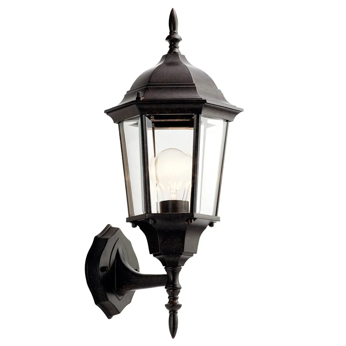 Madison 20 In 1-Light Outdoor Wall Light with Clear Beveled Glass, Bronze Finish
