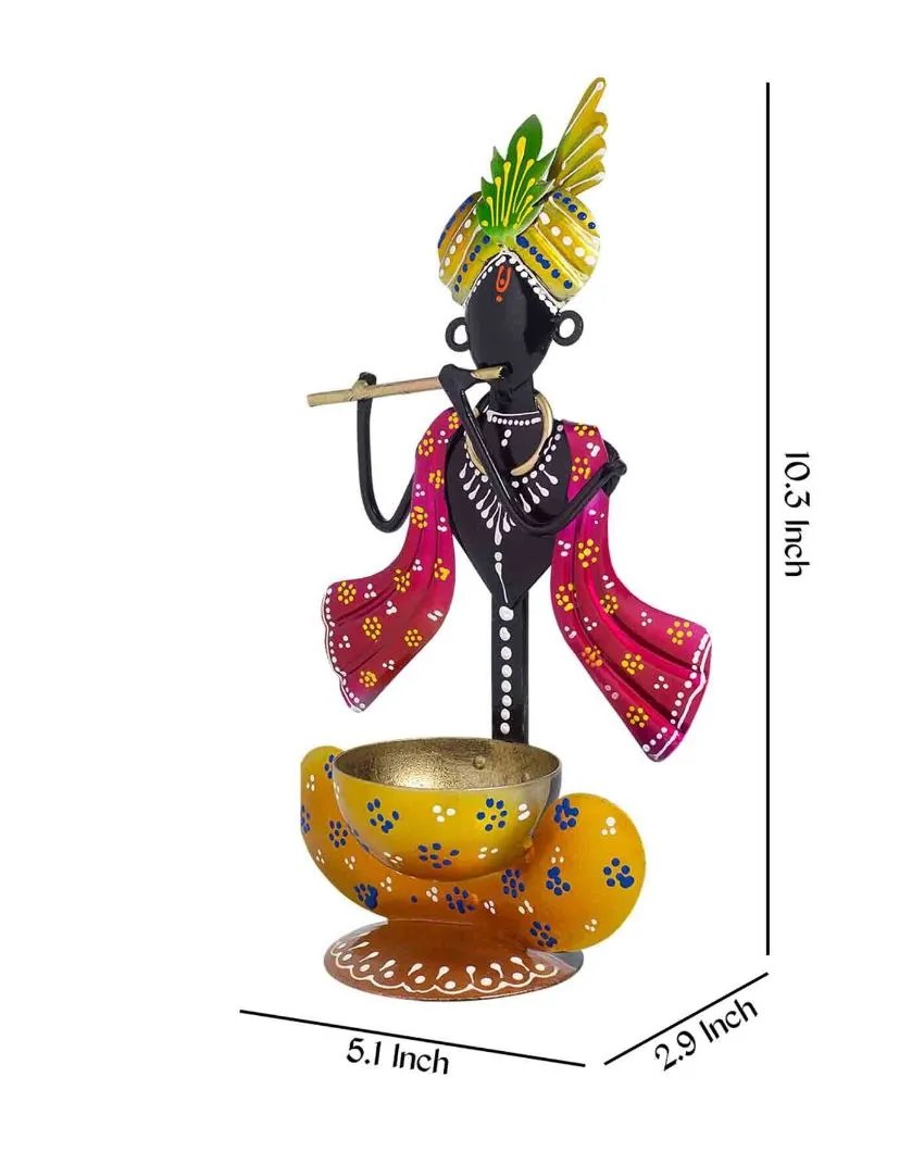 Metal Krishna Tea light Holder