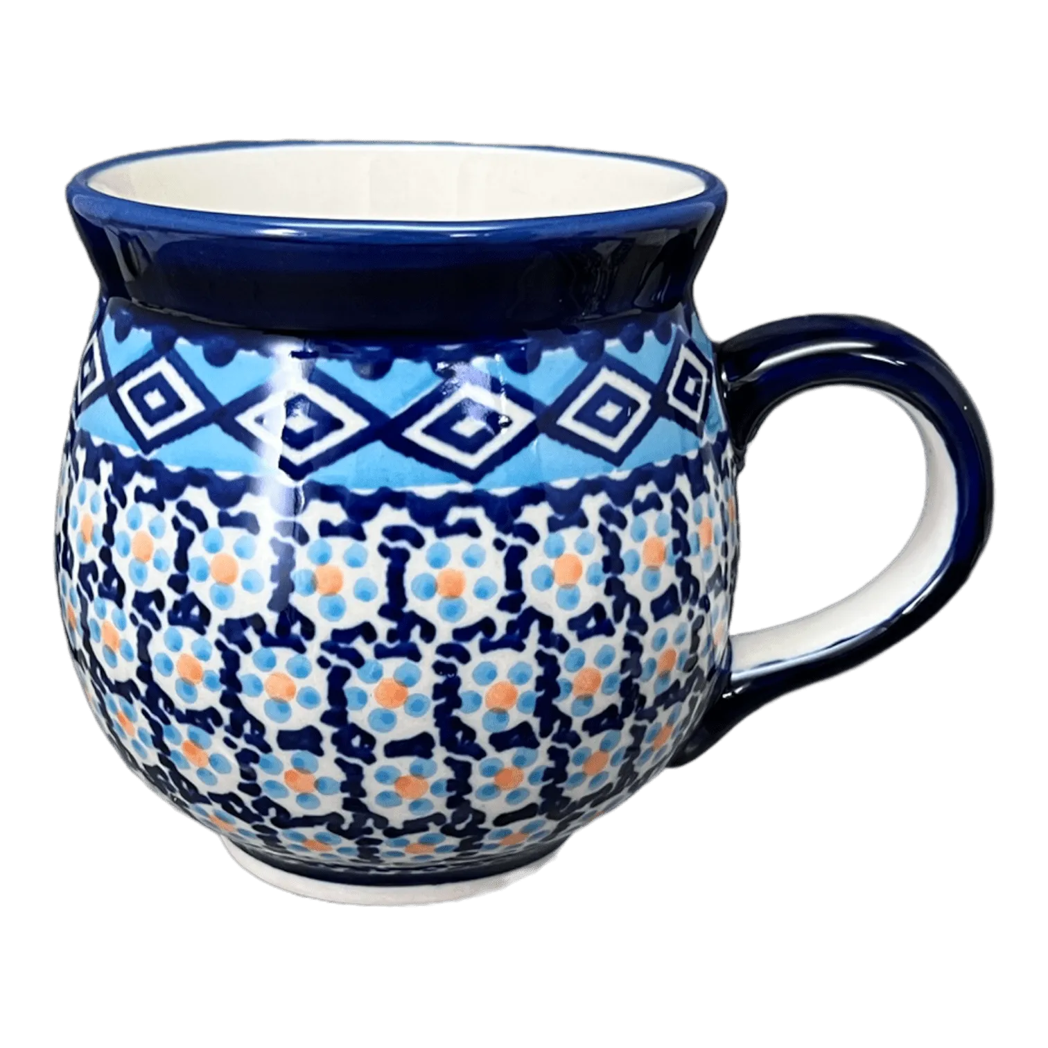 Mug, Belly Mug, 16oz Large in "Blue Diamond" by Manufaktura | K068U-DHR